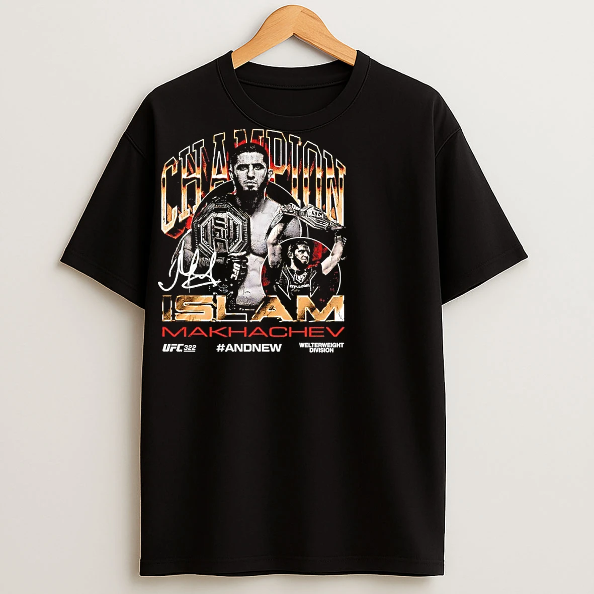 Classic Islam Makhachev Ufc 322 Welterweight Division Champion Signature T Shirts