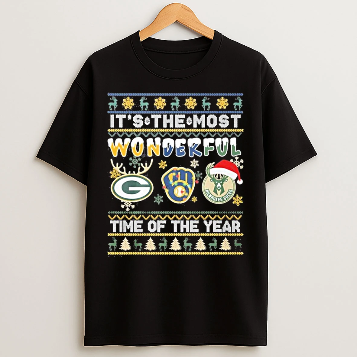 Classic Its The Most Wonderful Time Of The Year The Christmas Wisconsin Sports Teams T Shirts