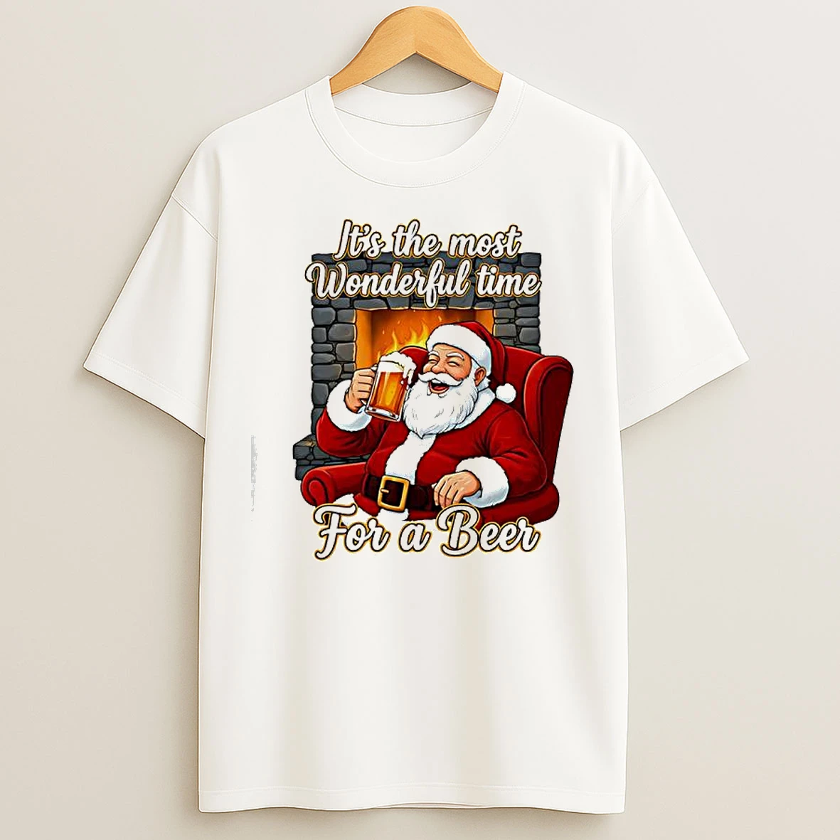 Classic Its The Most Wonderful Time For A Beer Santa Claus T Shirts