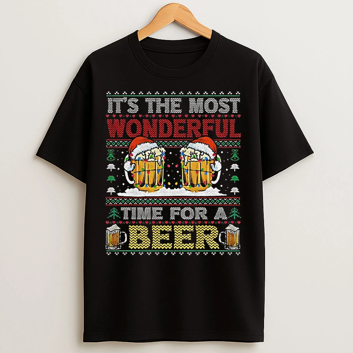 Classic Its The Most Wonderful Time For A Beer Santa Merry Christmas T Shirts