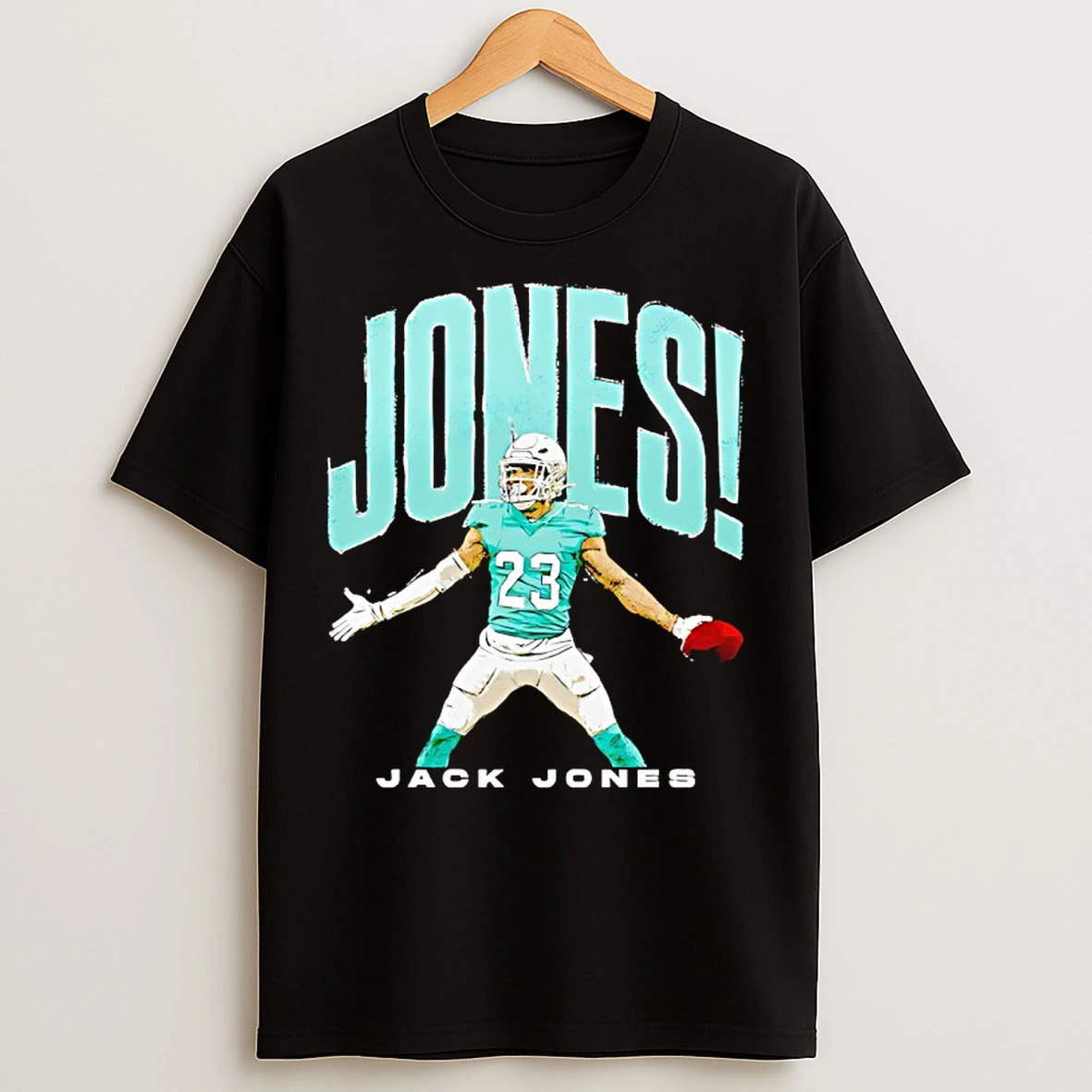 Classic Jack Jones Holding Football Miami Dolphins T Shirts
