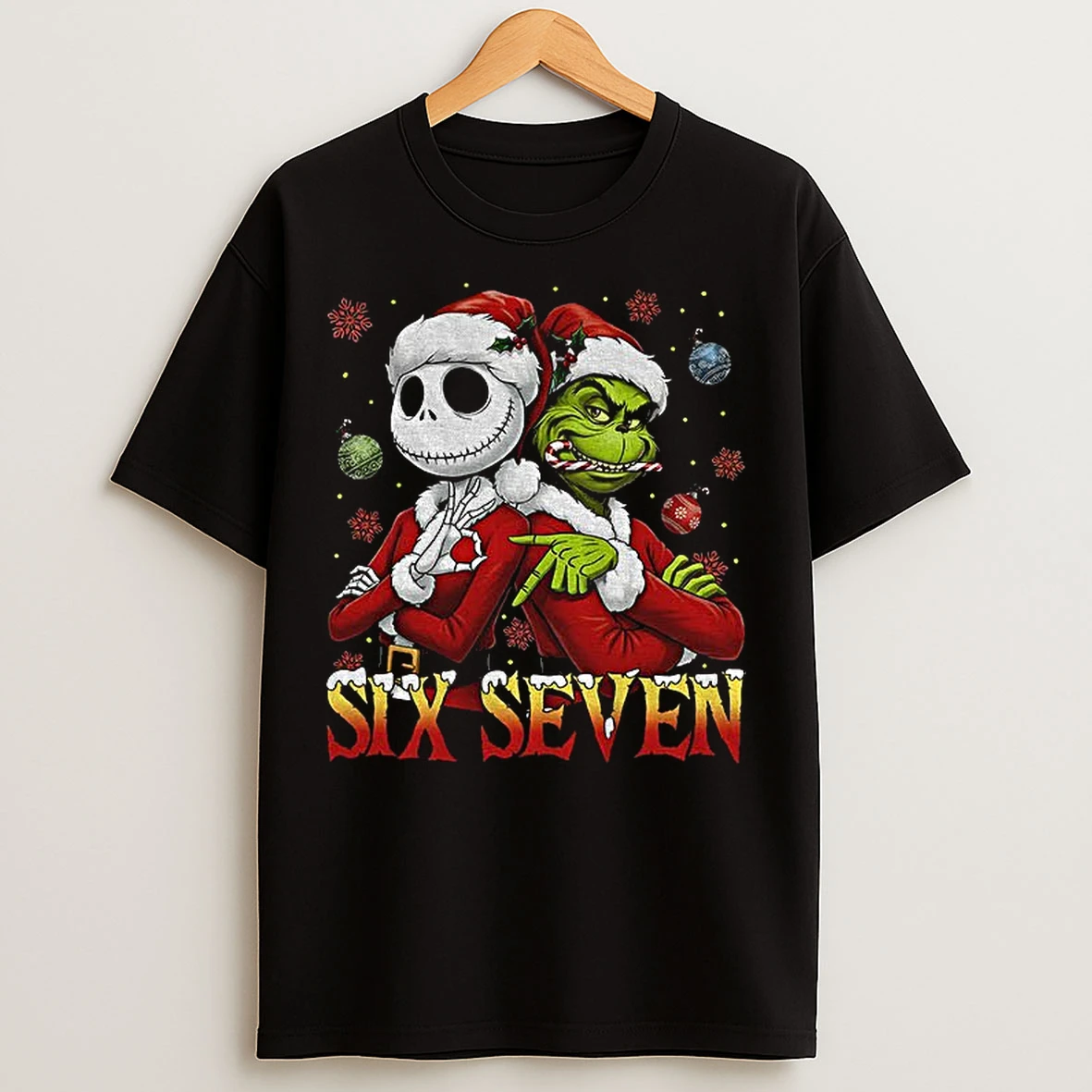 Classic Jack Skellington And Grinch Six Seven 6 7 Meme T Shirts