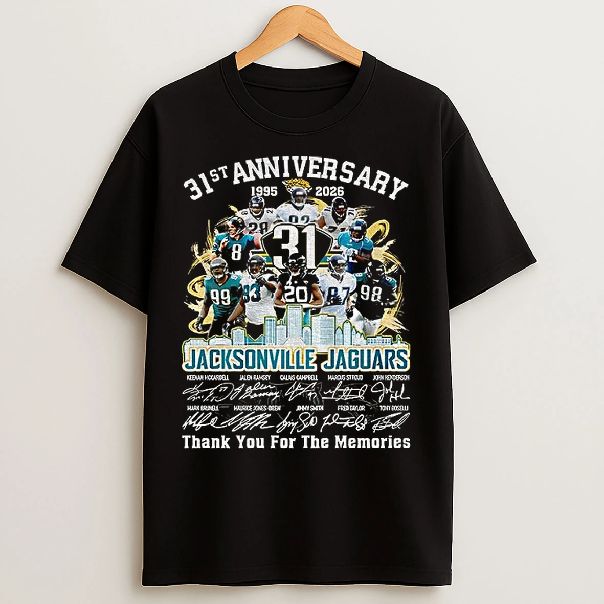 Classic Jacksonville Jaguars 31st Anniversary 1995 2026 Thank You For The Memories Signature T Shirts