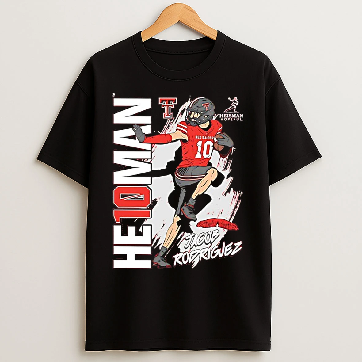Classic Jacob Rodriguez 10 Texas Tech Red Raiders Heisman Signature T Shirts