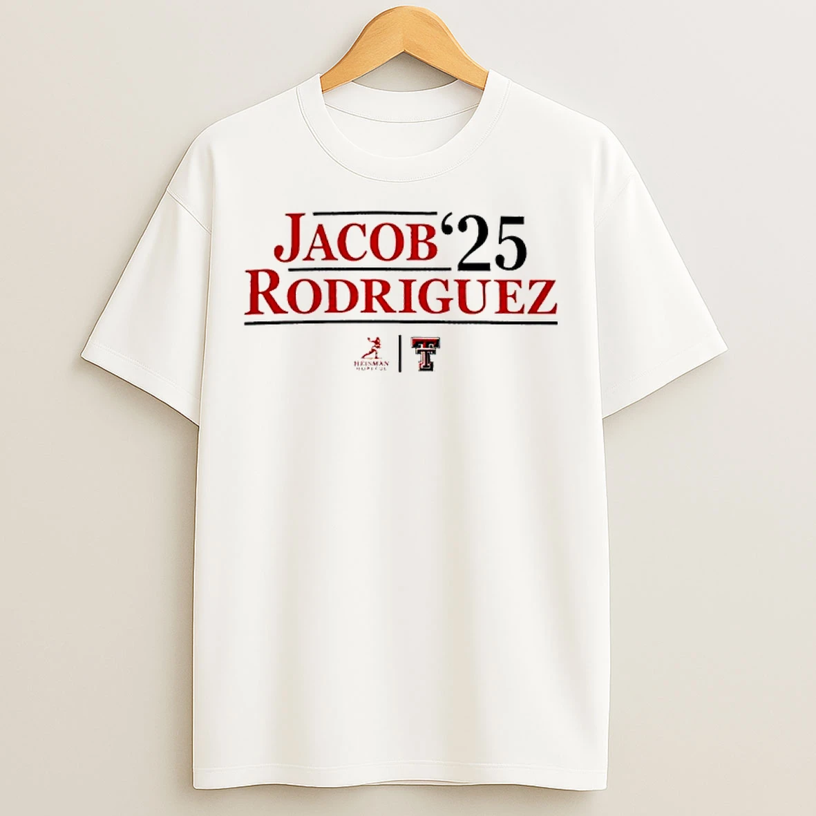 Classic Jacob Rodriguez 25 Heisman Texas Tech Red Raiders T Shirts