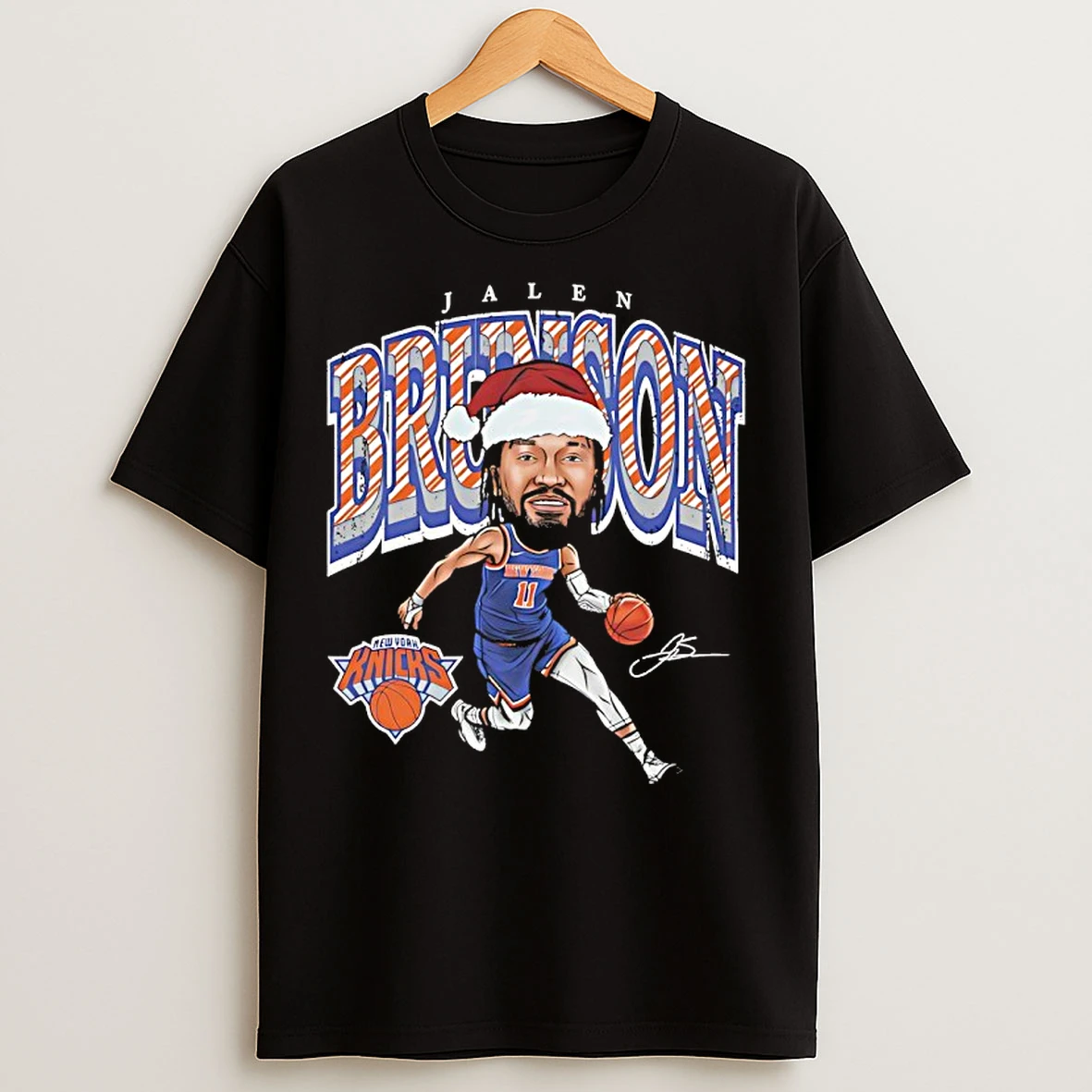 Classic Jalen Brunson New York Knicks In Christmas Santa Hat Signature T Shirts