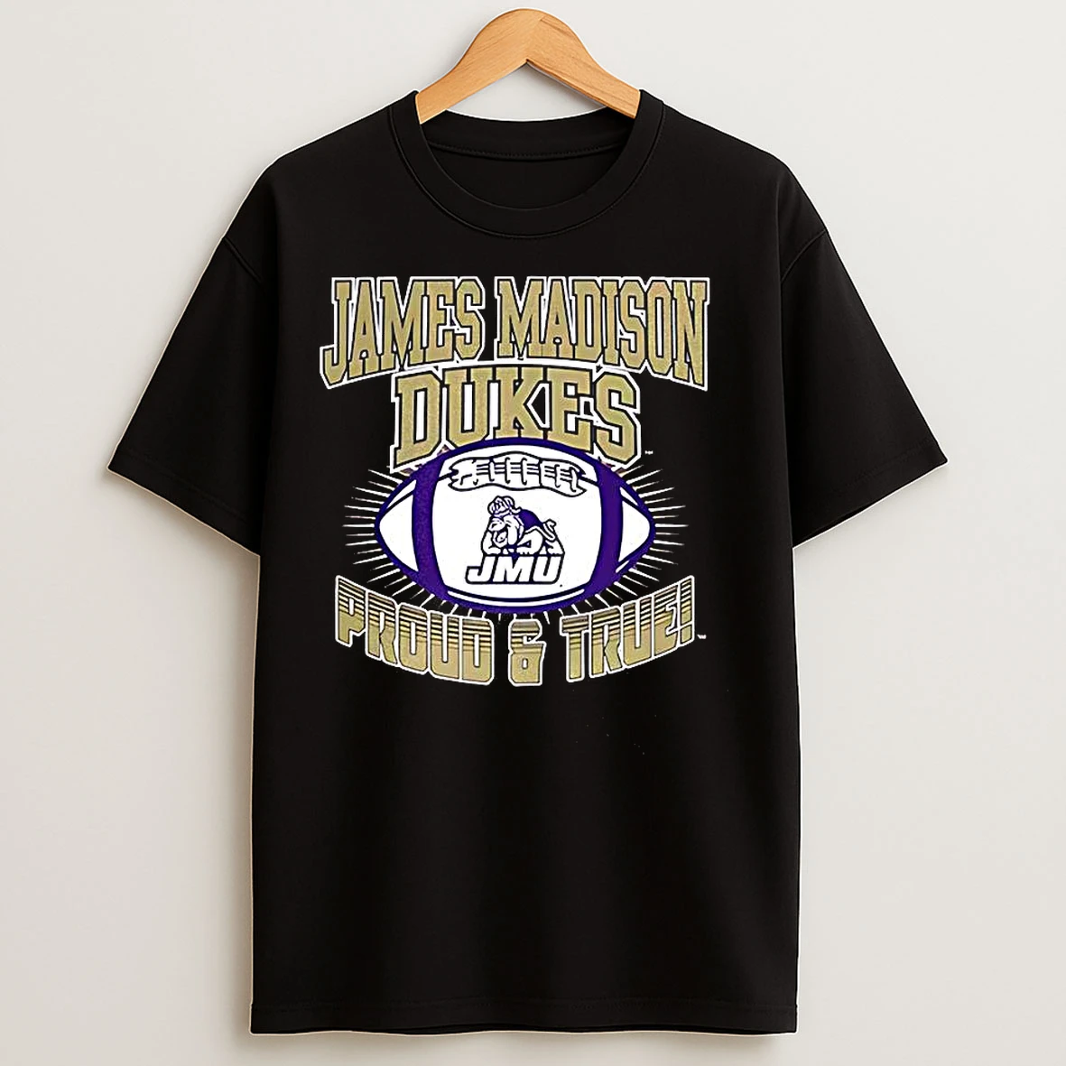 Classic James Madison University Dukes Football Proud And True Ball Logo T Shirts