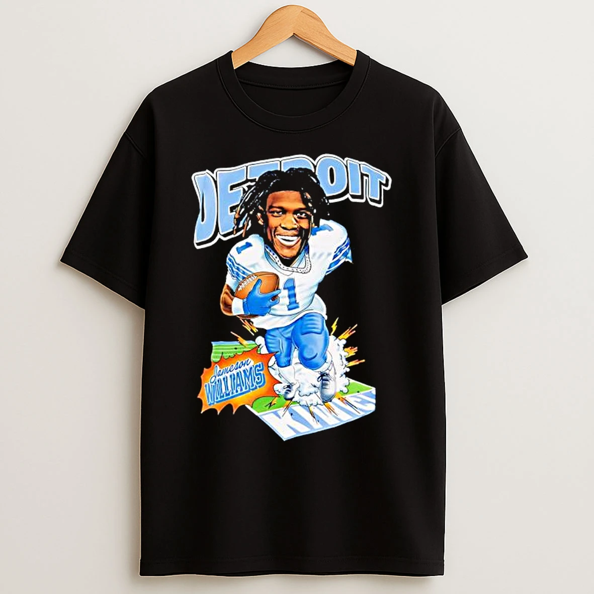 Classic Jameson Williams In A Detroit Lions Caricature T Shirts
