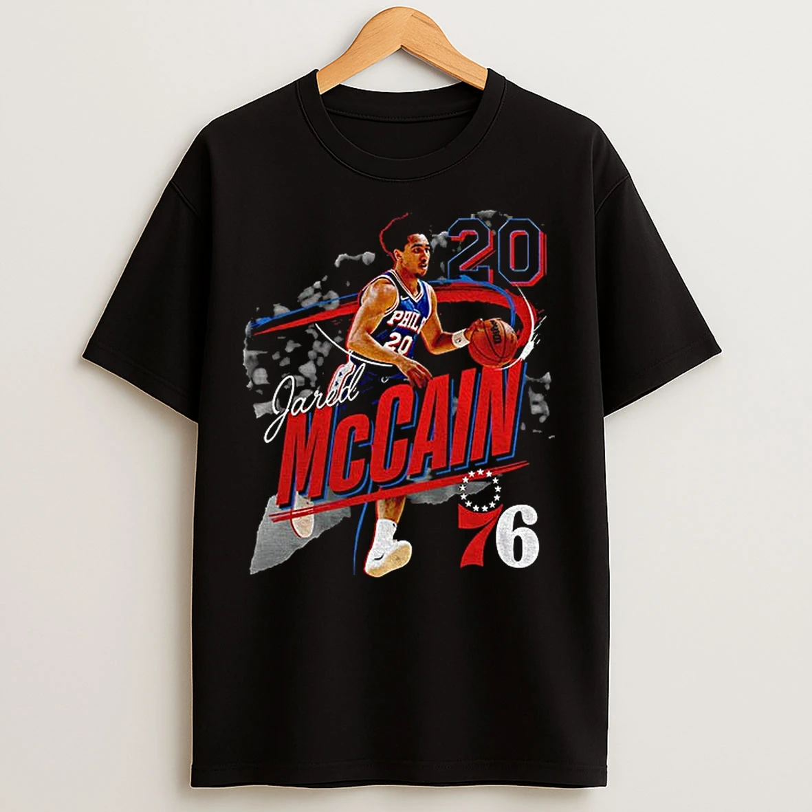 Classic Jared Mccain 20 Philadelphia 76ers Basketball Nba T Shirts