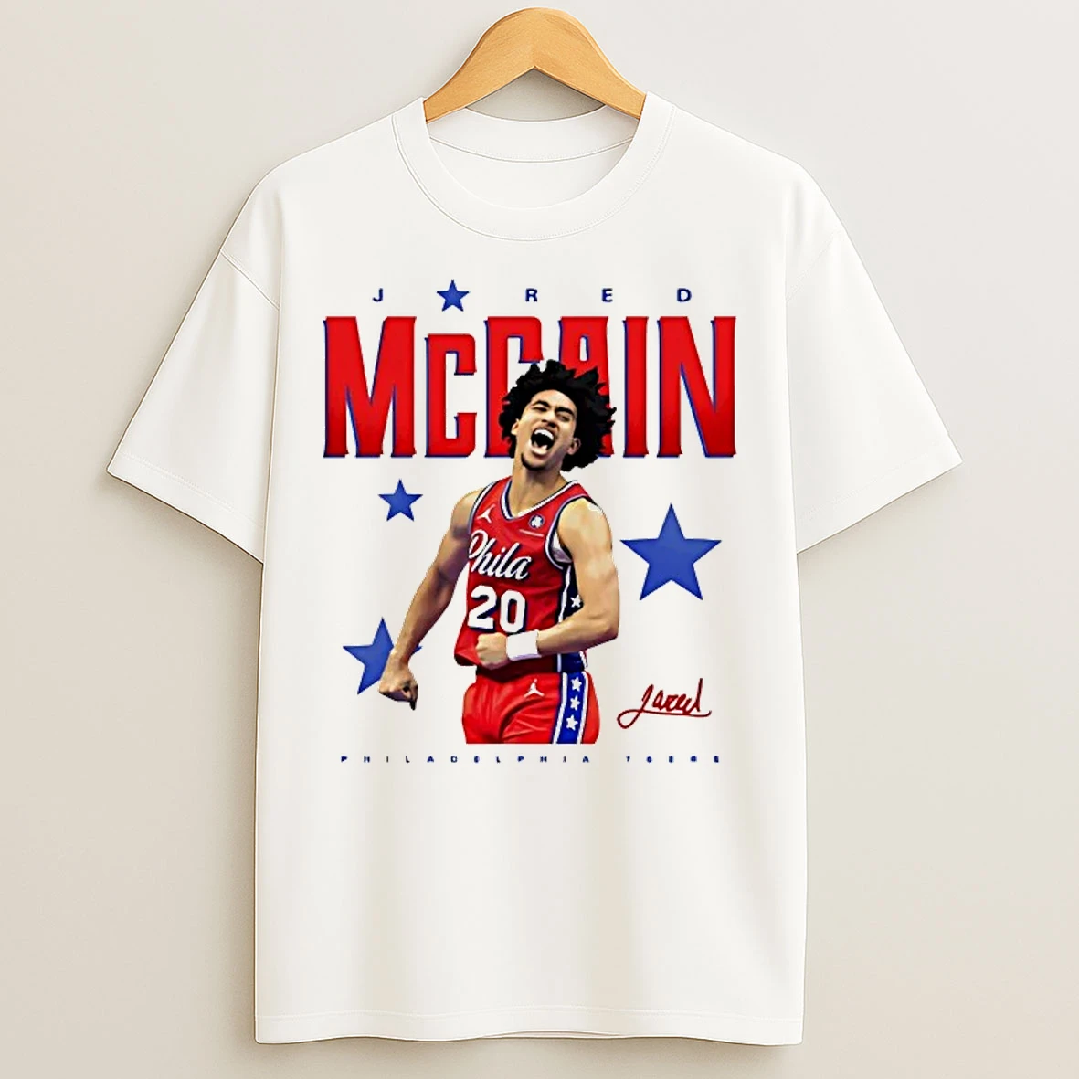Classic Jared Mccain Portrait Philadelphia 76ers T Shirts
