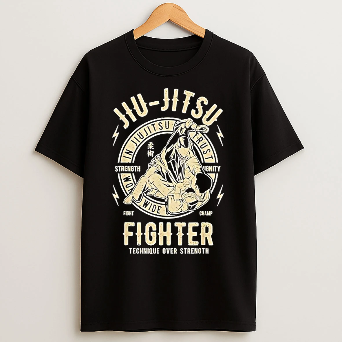 Classic Jiu Jitsu Fighter Technique Over Strength T Shirts