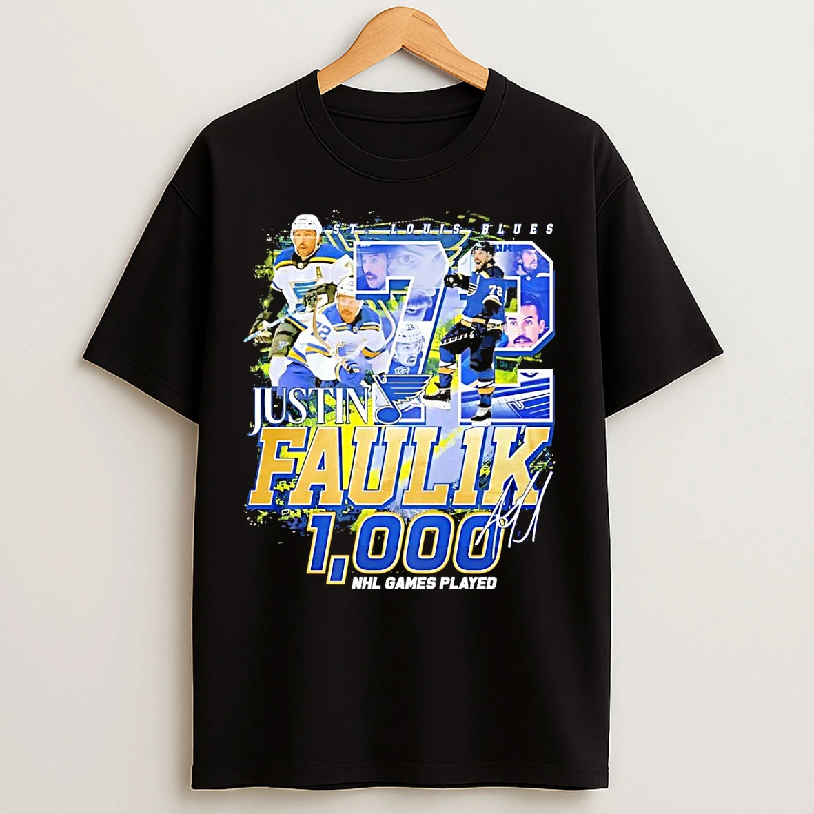 Classic Justin Faulk 1k 1000 Nhl Games Played St Louis Blues T Shirts