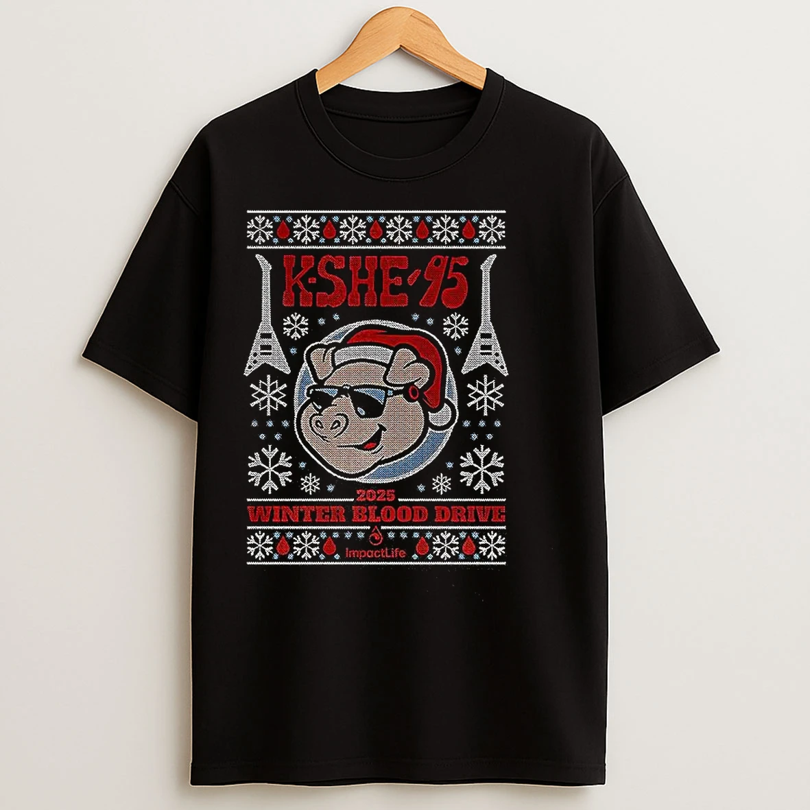Classic K She 95 2025 Winter Blood Drive Ugly Christmas T Shirts