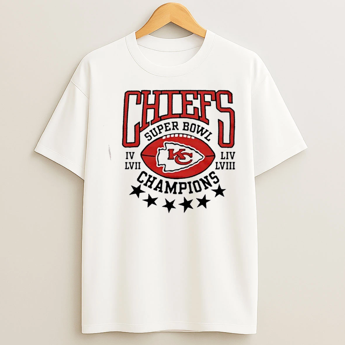 Classic Kansas City Chiefs 4 Time Super Bowl Champions T Shirts