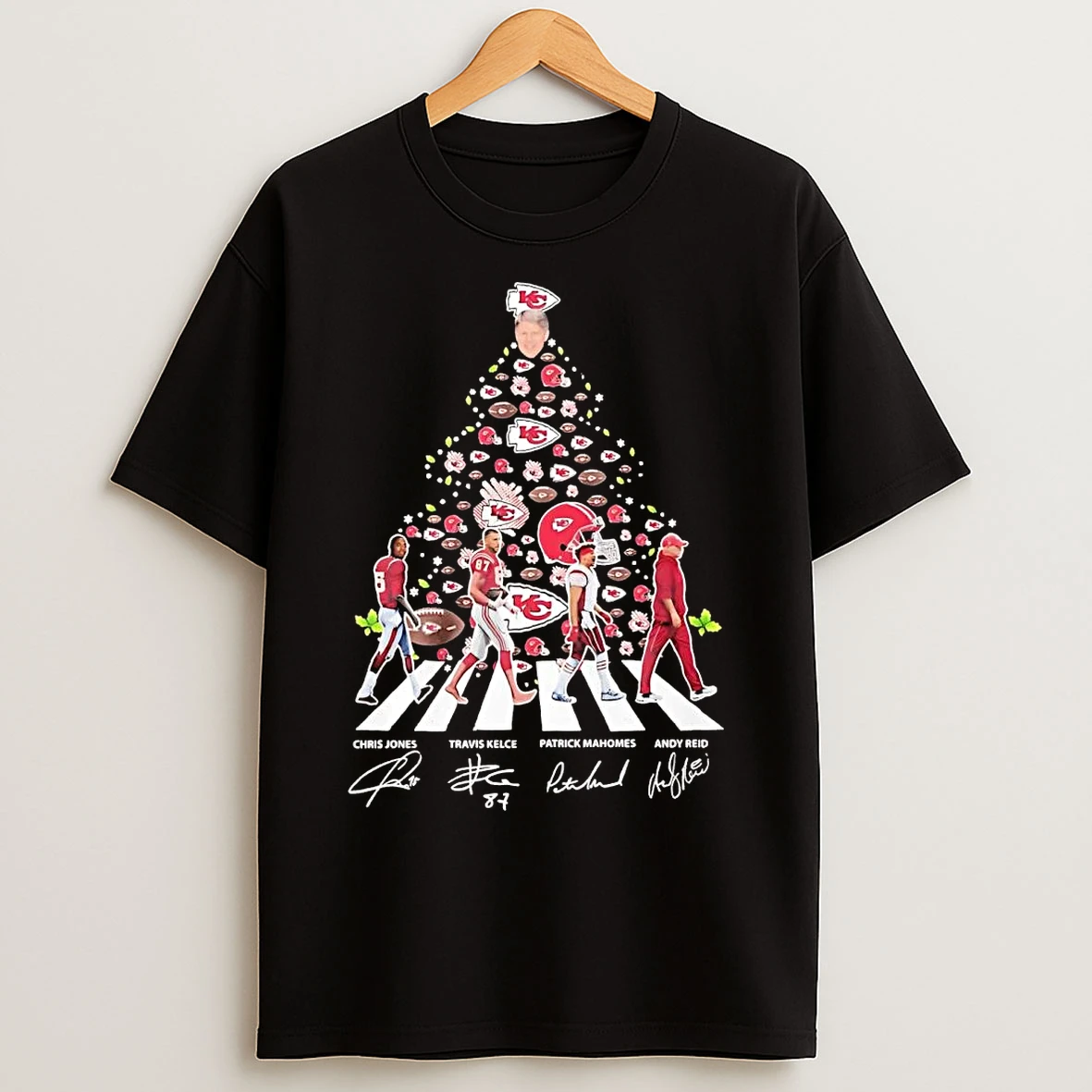 Classic Kansas City Chiefs Walking Christmas Tree Signatures T Shirts