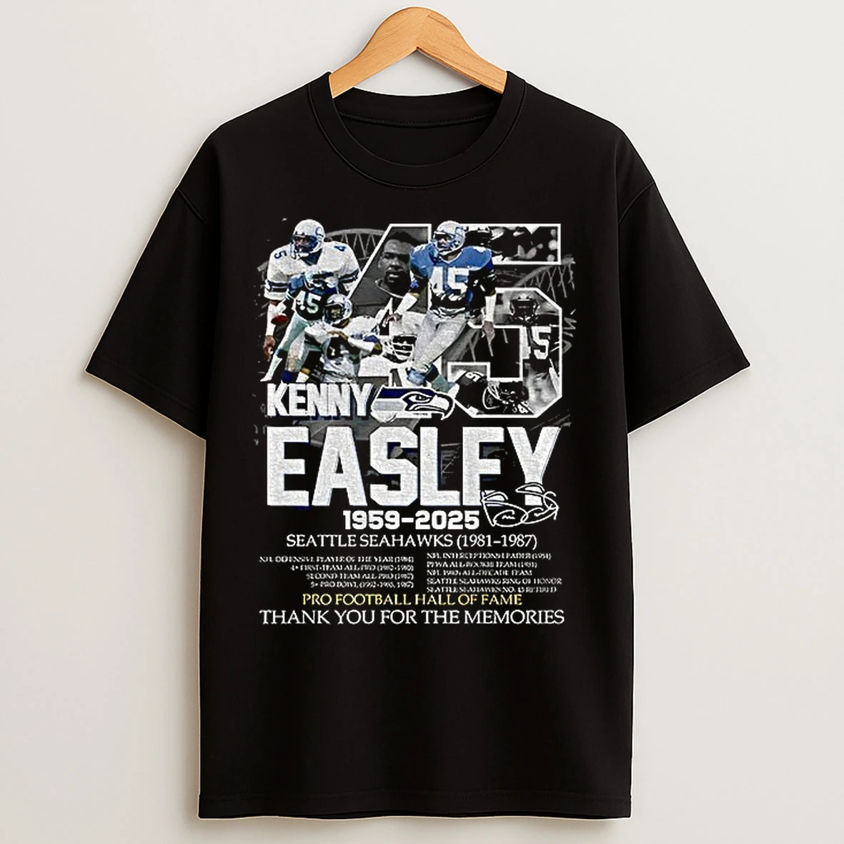 Classic Kenny Easley 1959 2025 Seattle Seahawks Thank You For The Memories Signatures T Shirts