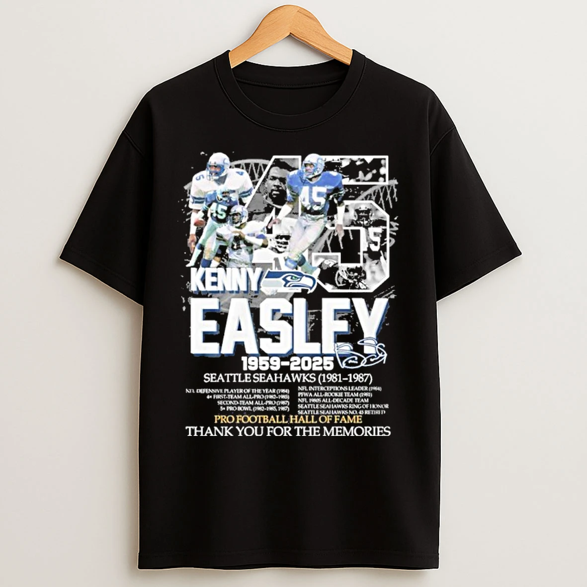 Classic Kenny Easley Seattle Seahawks 1959 2025 Thank You For The Memories Signature T Shirts
