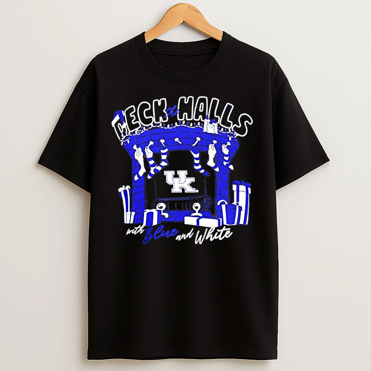 Classic Kentucky Wildcats Deck The Halls With Blue And White Christmas 2025 T Shirts