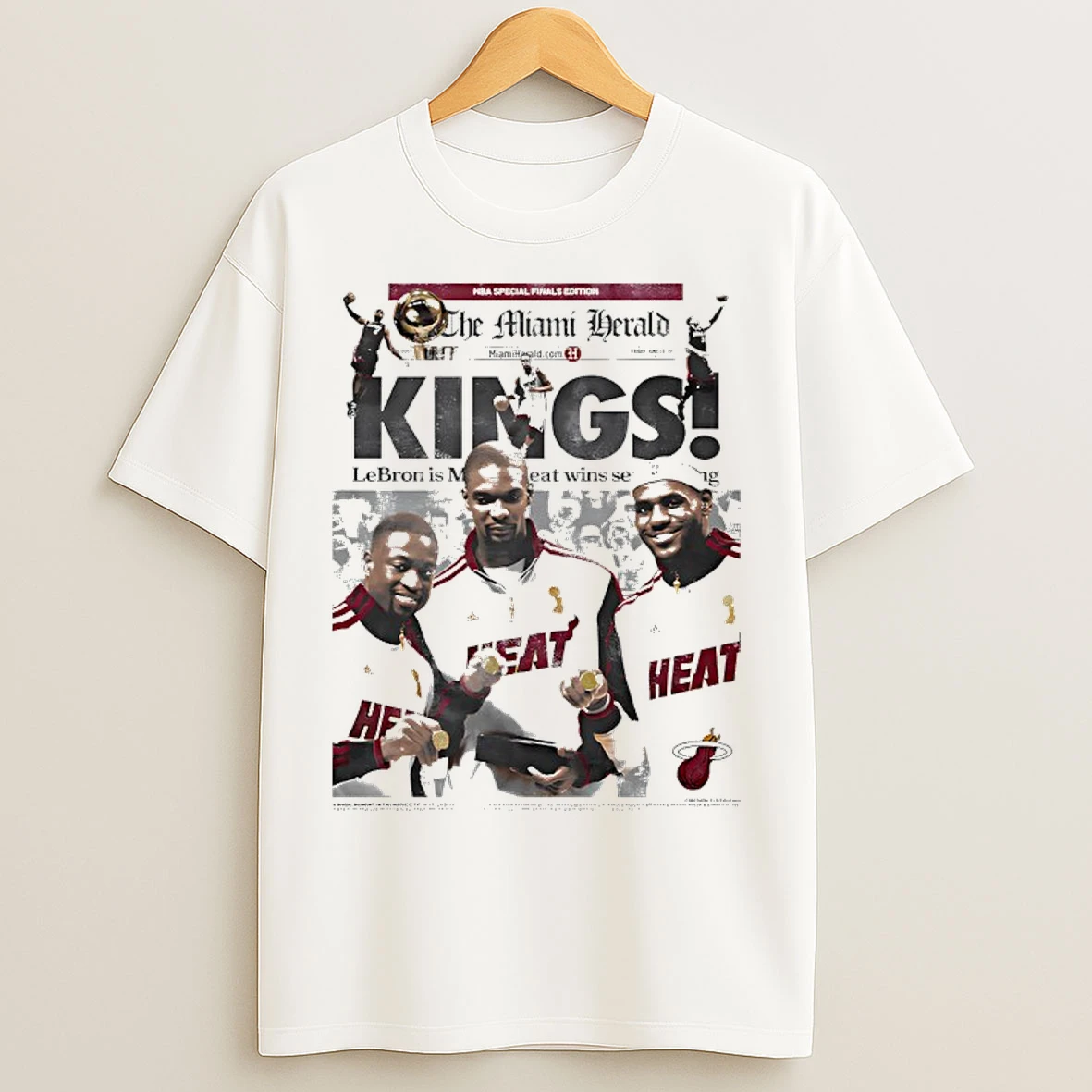Classic Kings Of Miami Heat Lebron Wadeand Bosch T Shirts