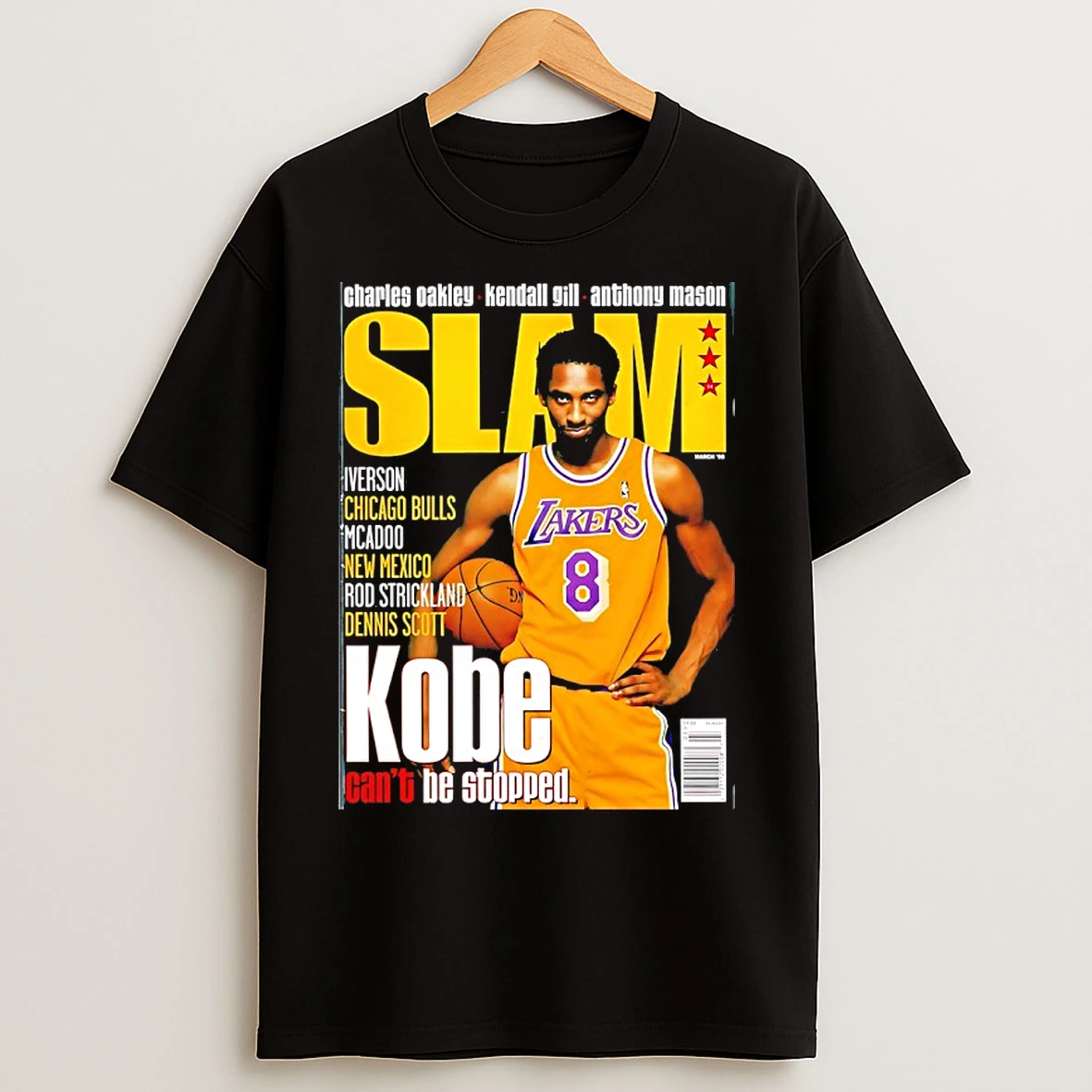 Classic Kobe Cant Be Stopped Charles Oakley Kendall Gill Anthony Mason Slam Magazine 1998 T Shirts