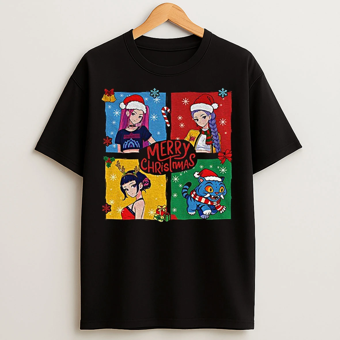 Classic Kpop Demon Hunter Xmas Rumi Mira Zoey Merry Christmas T Shirts