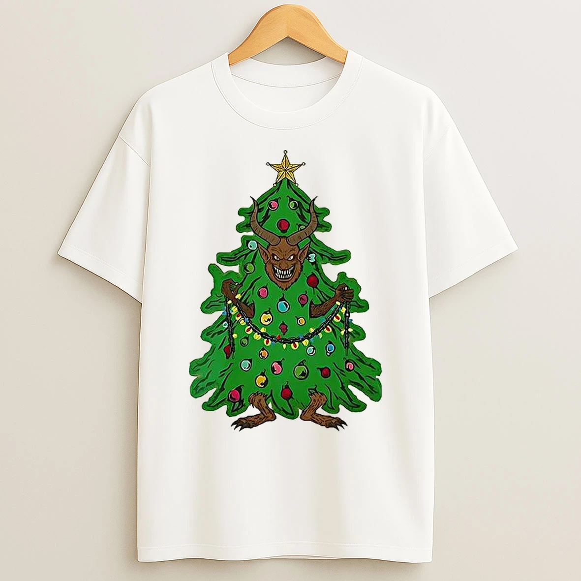 Classic Krampus Disguised As A Christmas Tree T Shirts