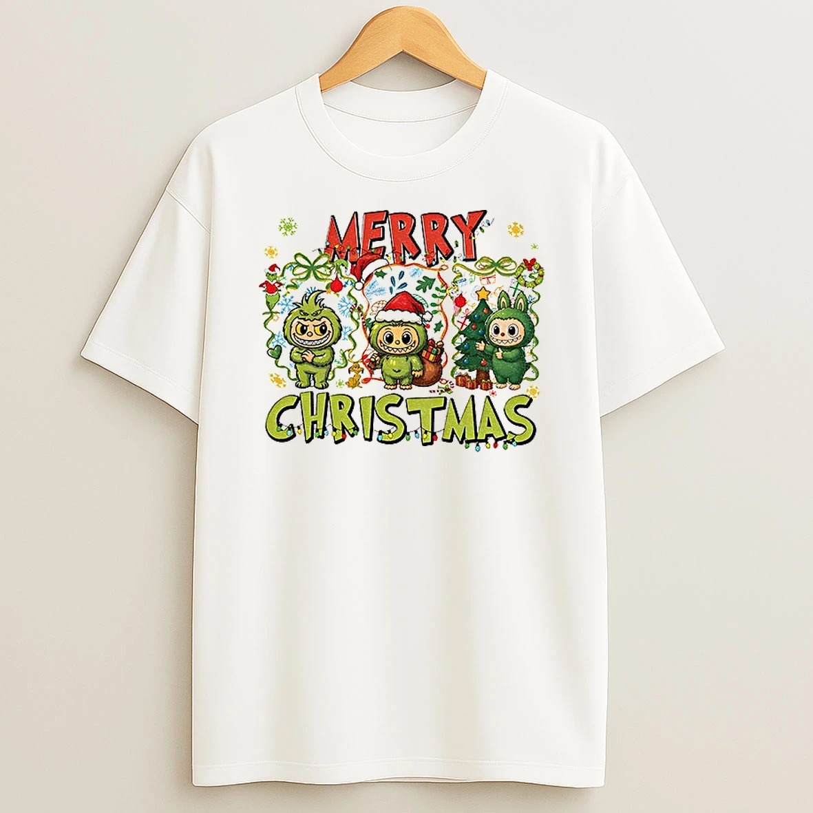 Classic Labubu Monster Merry Christmas T Shirts
