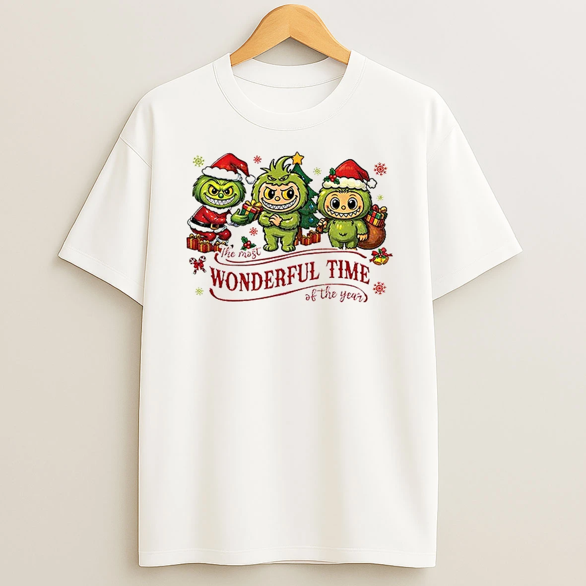 Classic Labubu Monster The Most Wonderful Time Of The Year Merry Christmas T Shirts