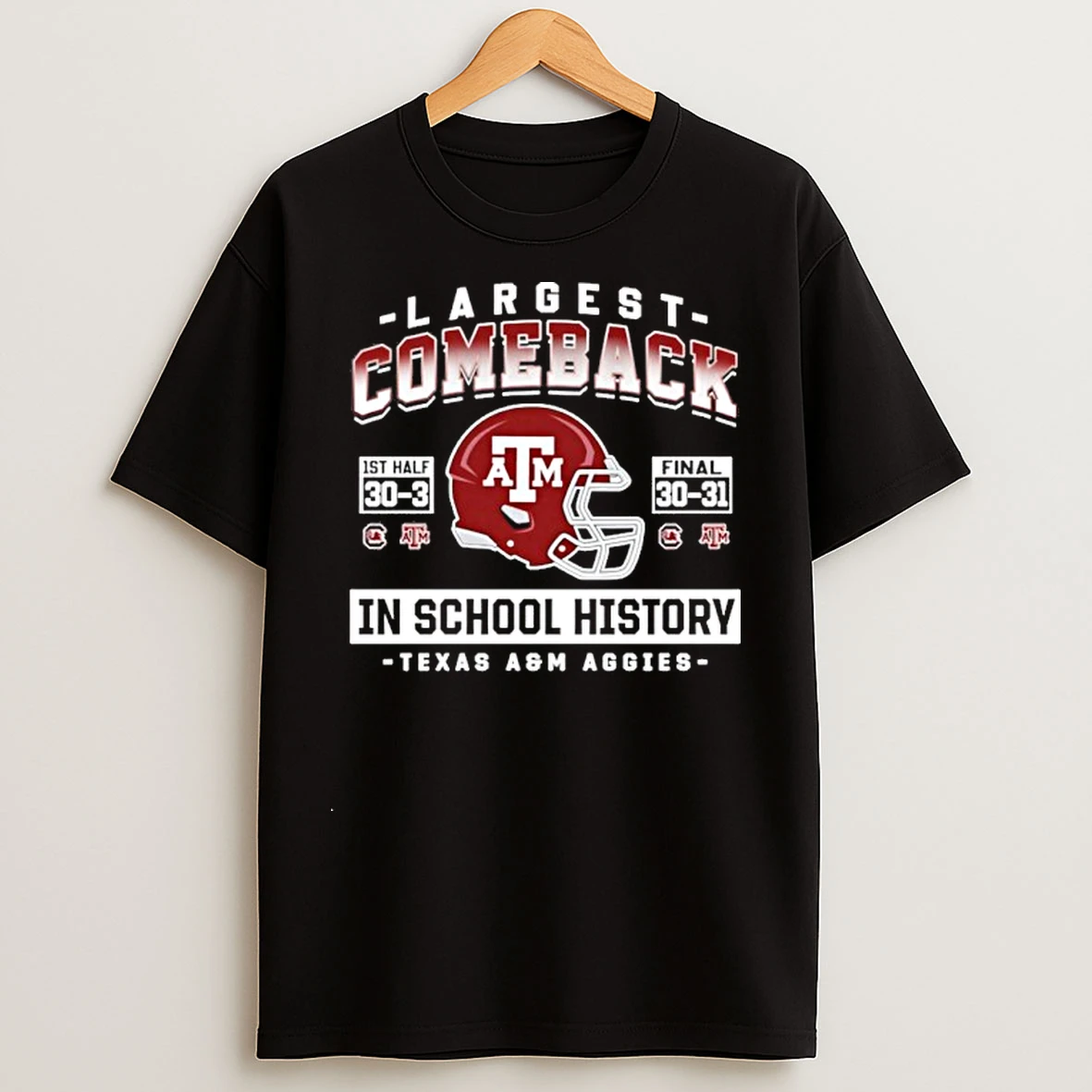 Classic Largest Comeback In School History Texas Am Aggies Football T Shirts