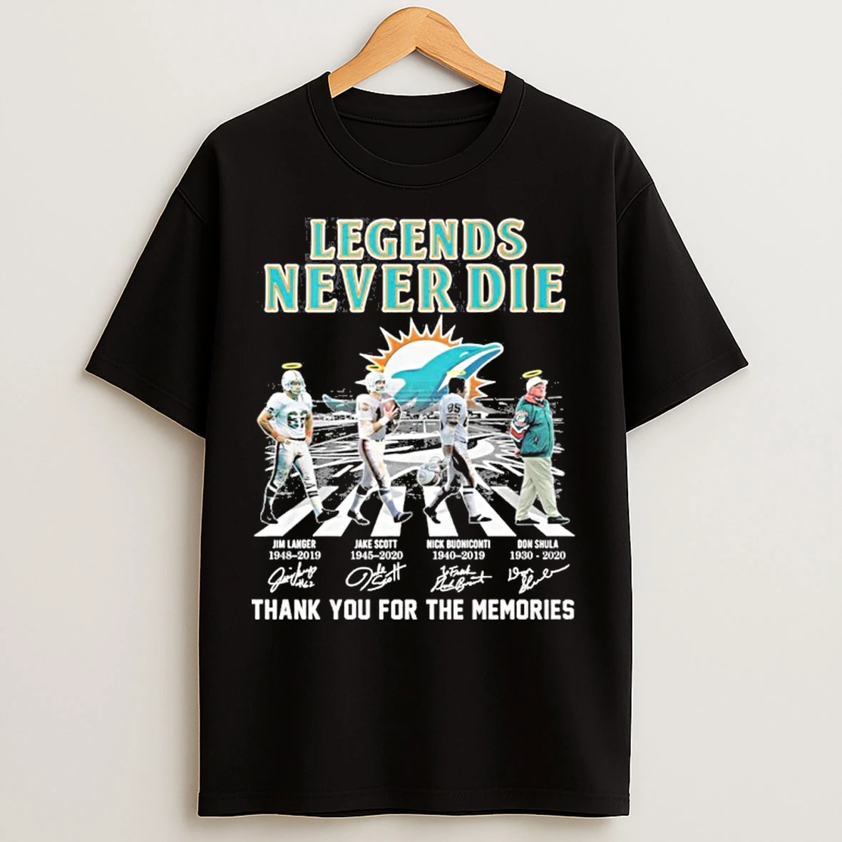 Classic Legends Never Die Miami Dolphins Abbey Road T Shirts