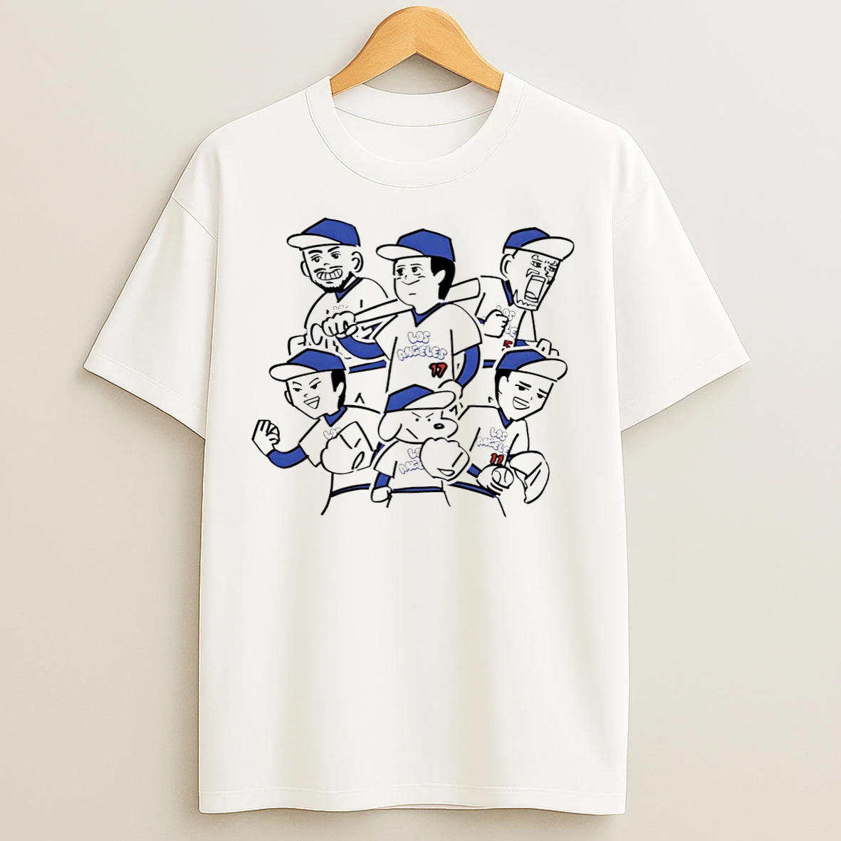 Classic Los Angeles Dodgers 25 World Series Champs Player Caricature T Shirts