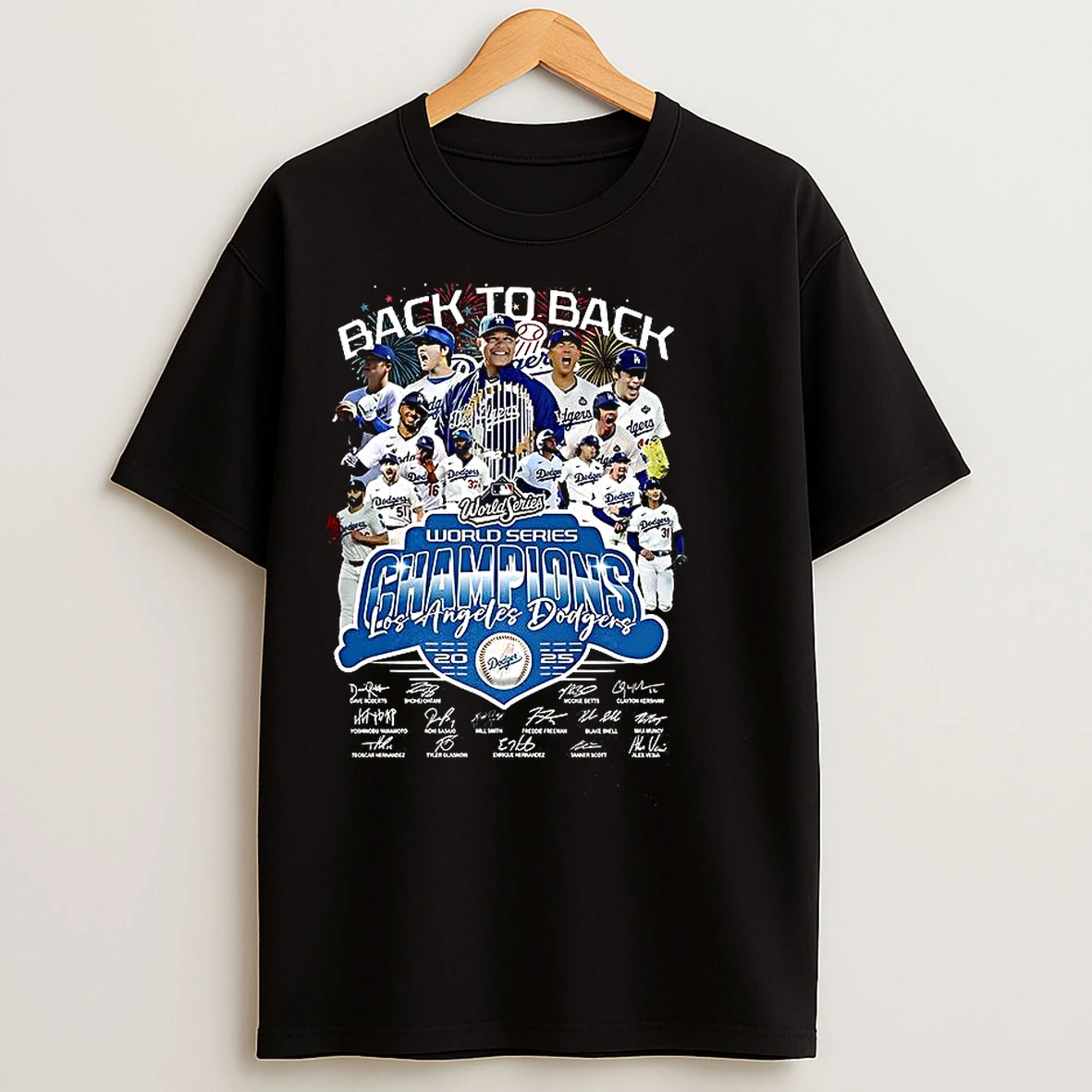 Classic Los Angeles Dodgers Back To Back World Series 2024 2025 Player Signature Graphic T Shirts