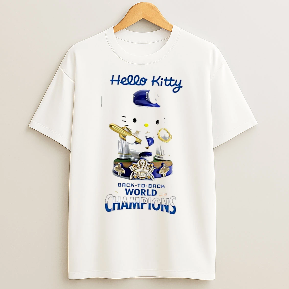 Classic Los Angeles Dodgers X Hello Kitty 2025 World Series Back To Back Champions T Shirts