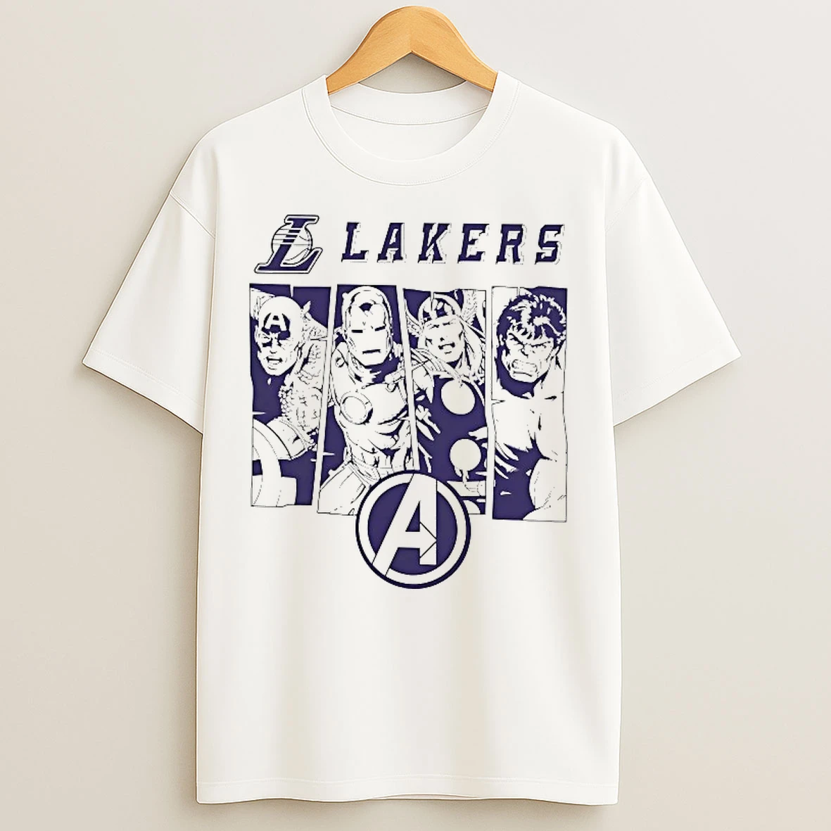 Classic Los Angeles Lakers Marvel Heroes Team T Shirts