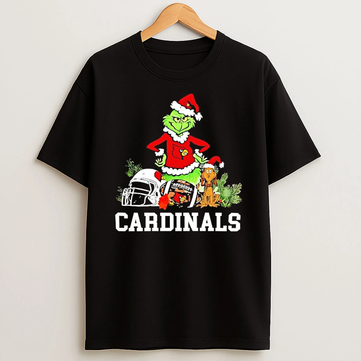 Classic Louisville Cardinals The Grinch And Max Helmet Christmas 2025 T Shirts