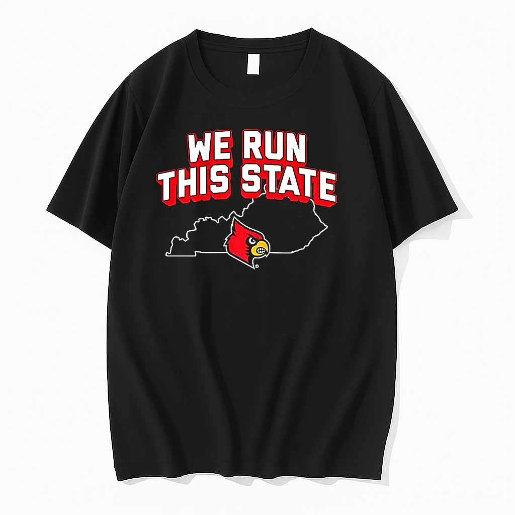 Classic Louisville Cardinals Basketball We Run This State Outline T Shirts