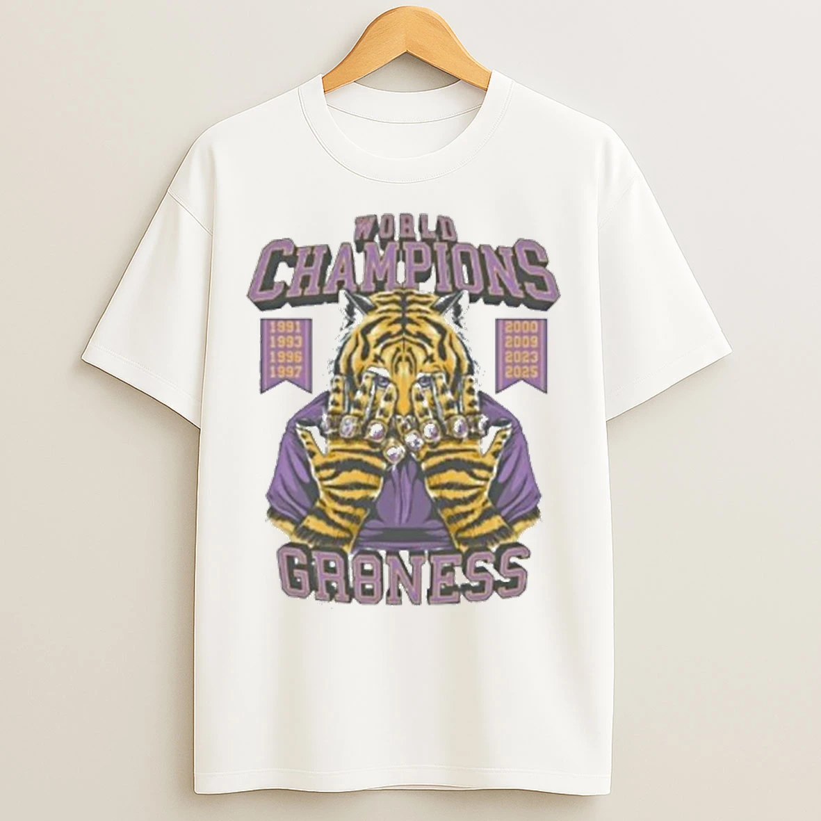 Classic Lsu Tigers World Champions Gr8ness Eight Rings Champions 2025 T Shirts