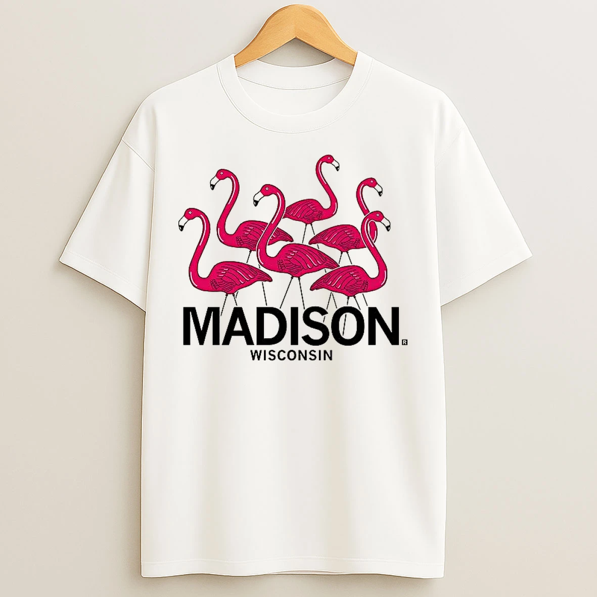 Classic Madison Wisconsin Flock Of Flamingos T Shirts