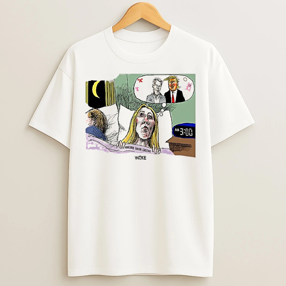 Classic Marjorie Taylor Greene Woke At 3 A M And Thinking About Trump And Bush Caricature T Shirts