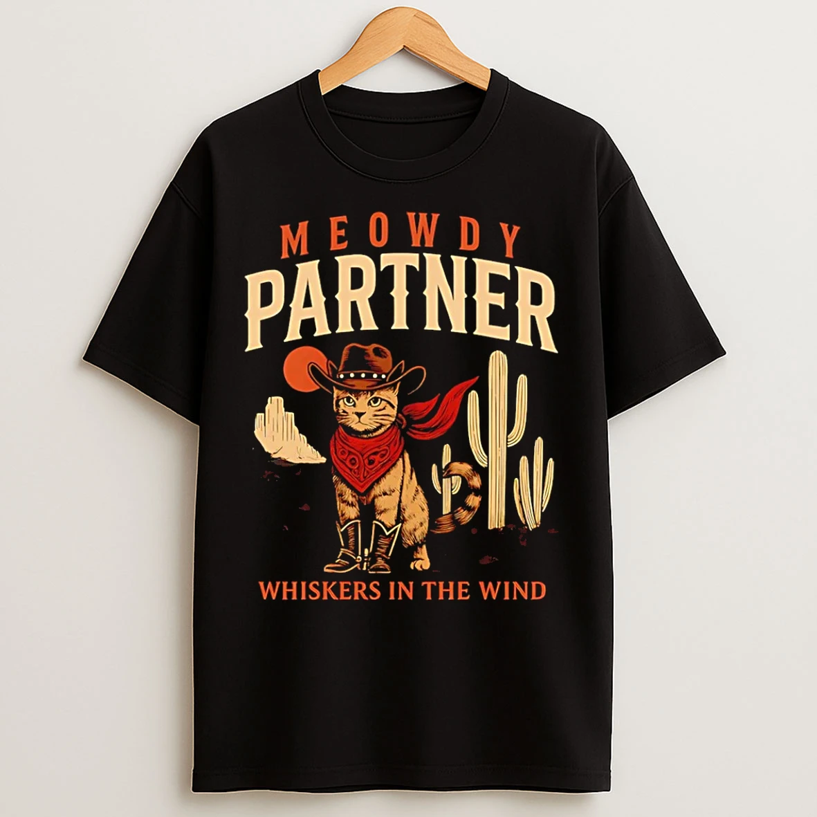 Classic Meowdy Partner Whiskers In The Wind Cat T Shirts