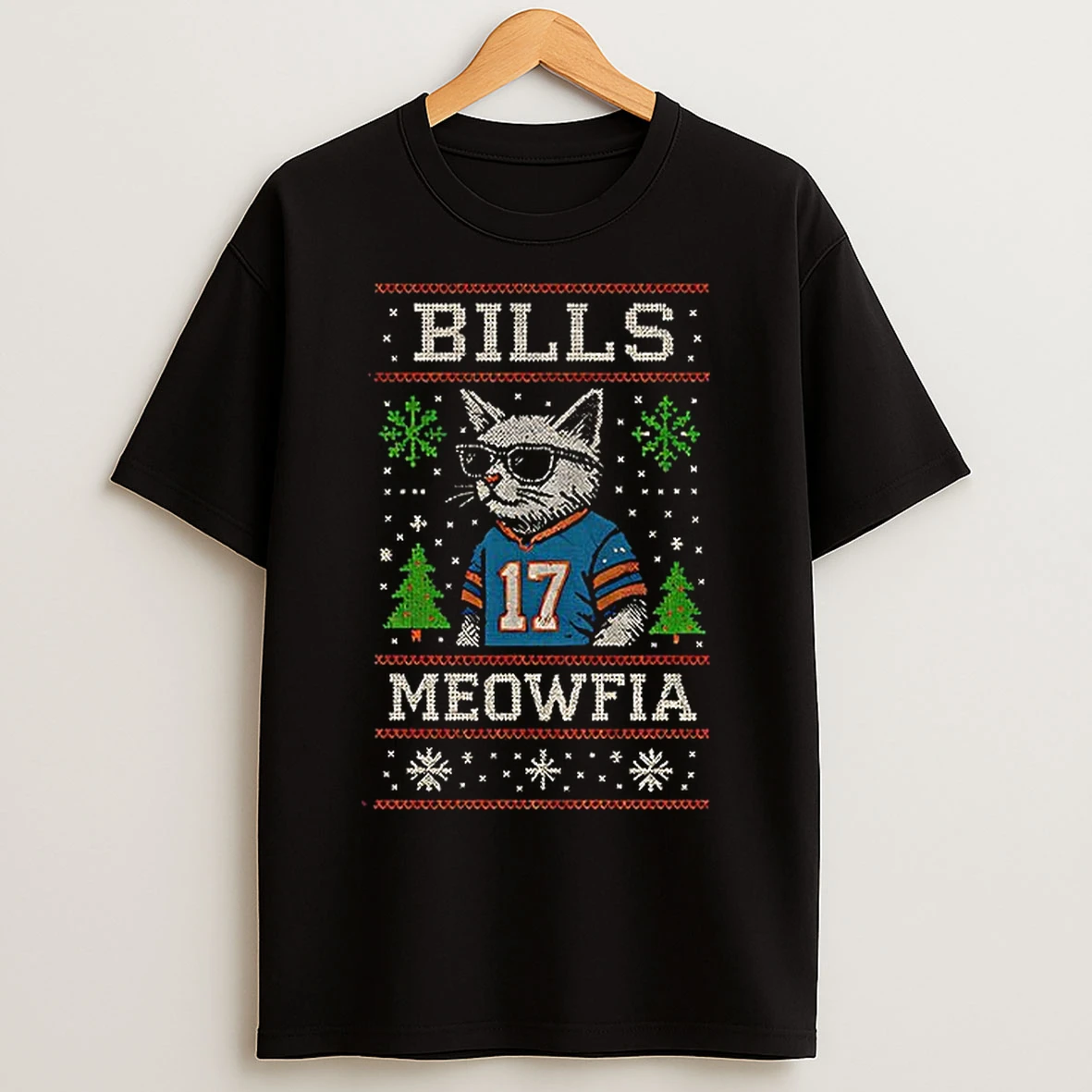 Classic Meowfia Cat Josh Allen Buffalo Bills Nfl 2025 Merry Christmas T Shirts