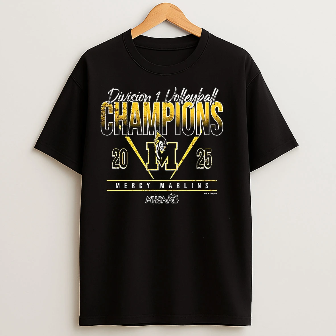 Classic Mercy Marlins 2025 Mhsaa Volleyball Division 1 Champions T Shirts