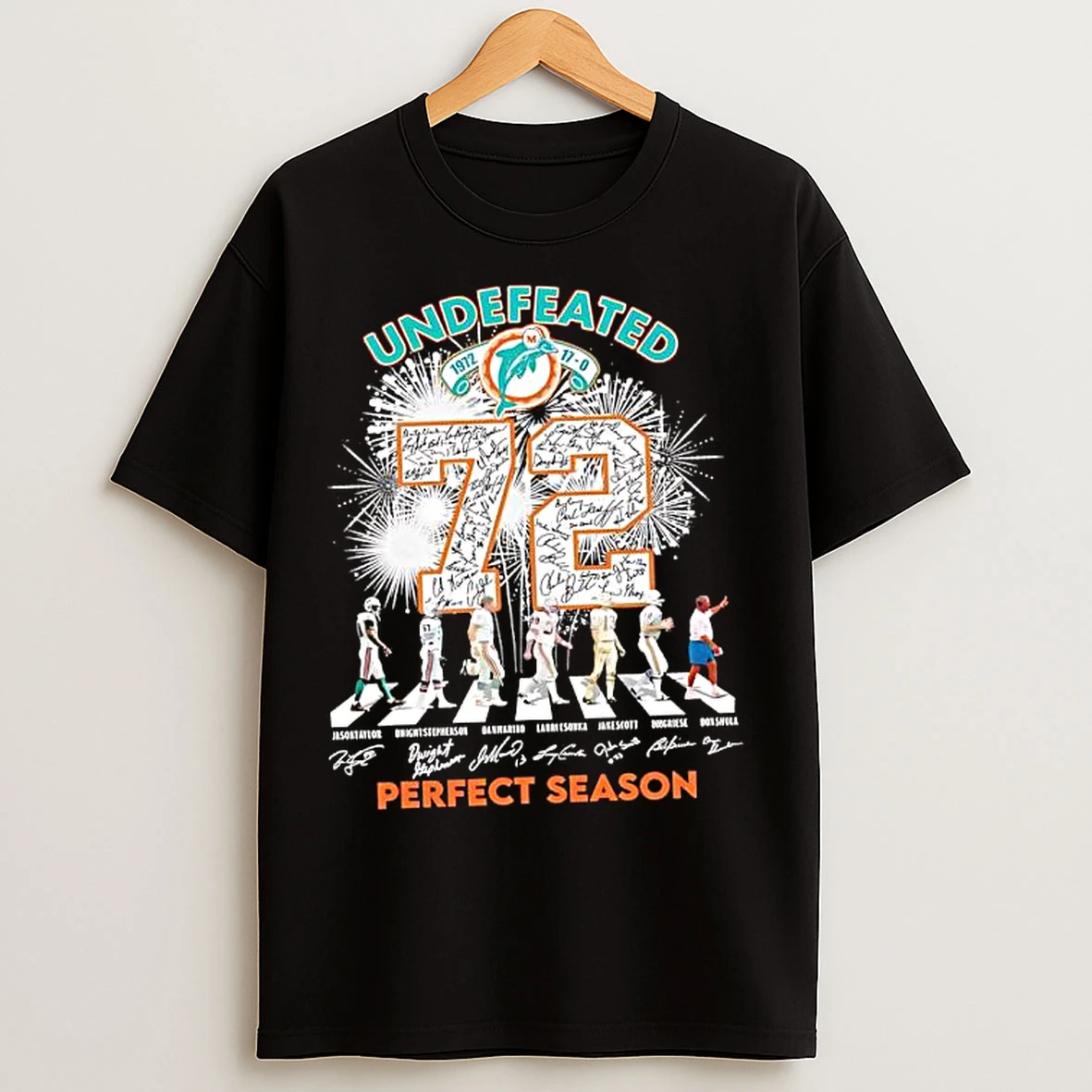 Classic Miami Dolphins Undefeated 1972 72 Perfect Season Abbey Road Signatures T Shirts