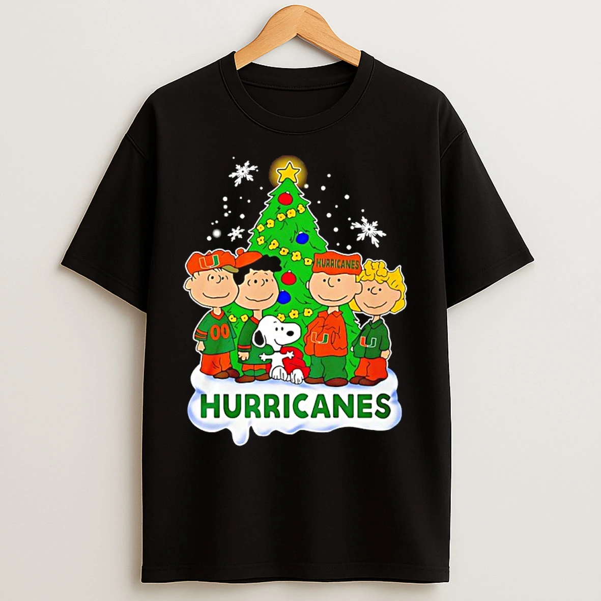 Classic Miami Hurricanes Snoopy And The Peanuts Christmas 2025 T Shirts