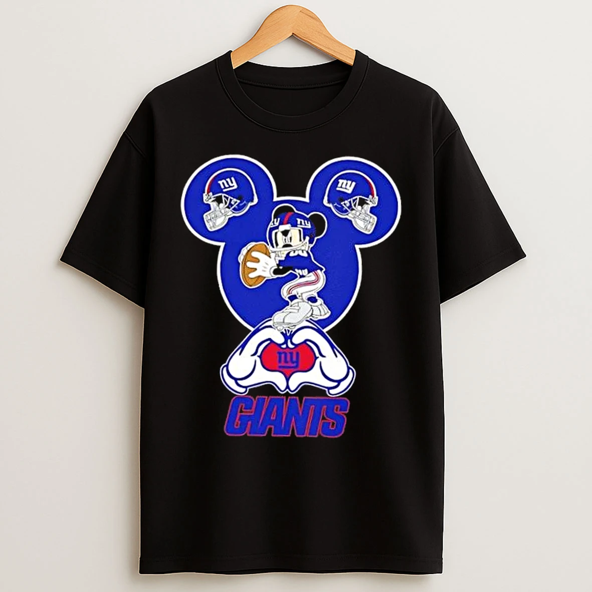 Classic Mickey Hands Heart Love New York Giants Football T Shirts