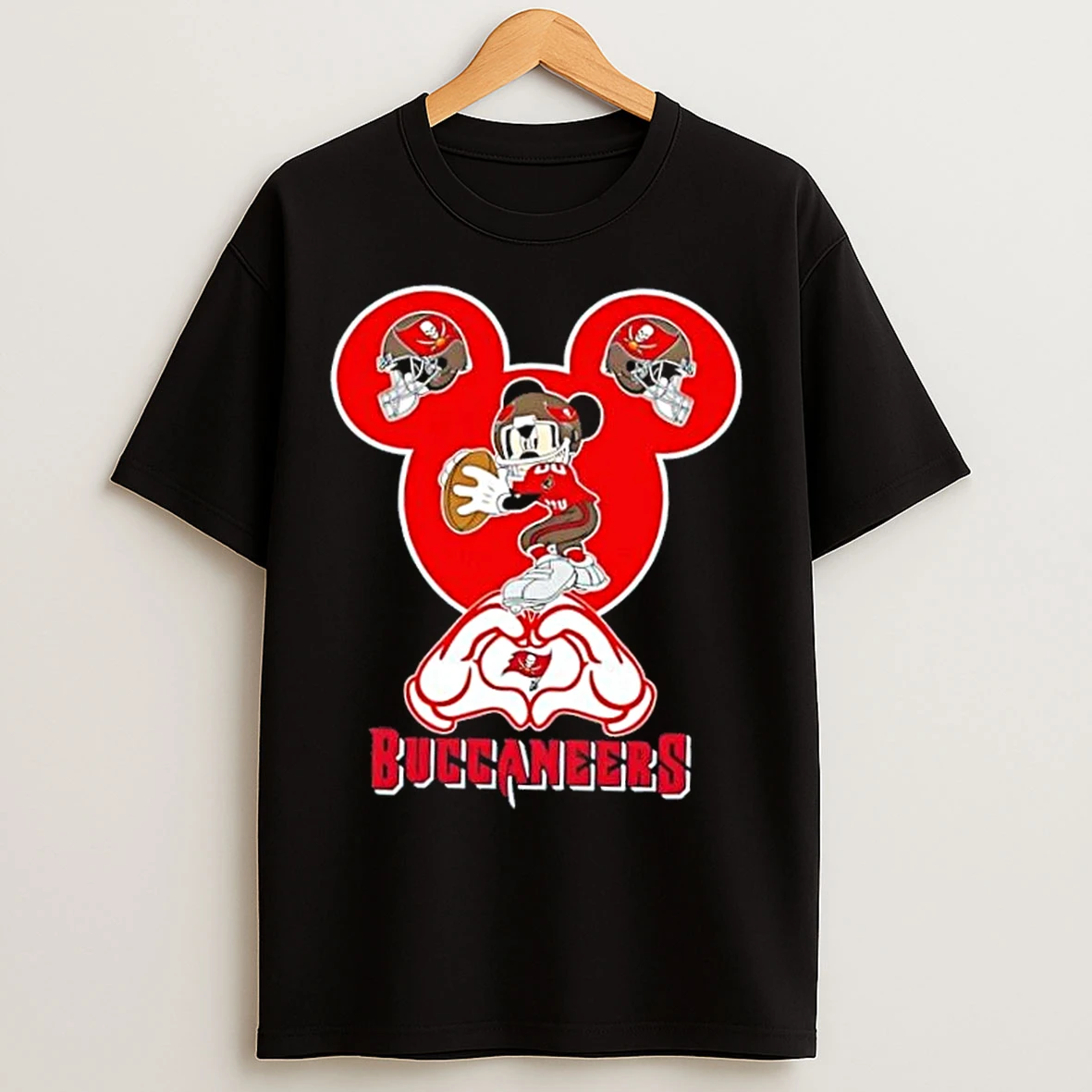 Classic Mickey Hands Heart Love Tampa Bay Buccaneers Football T Shirts
