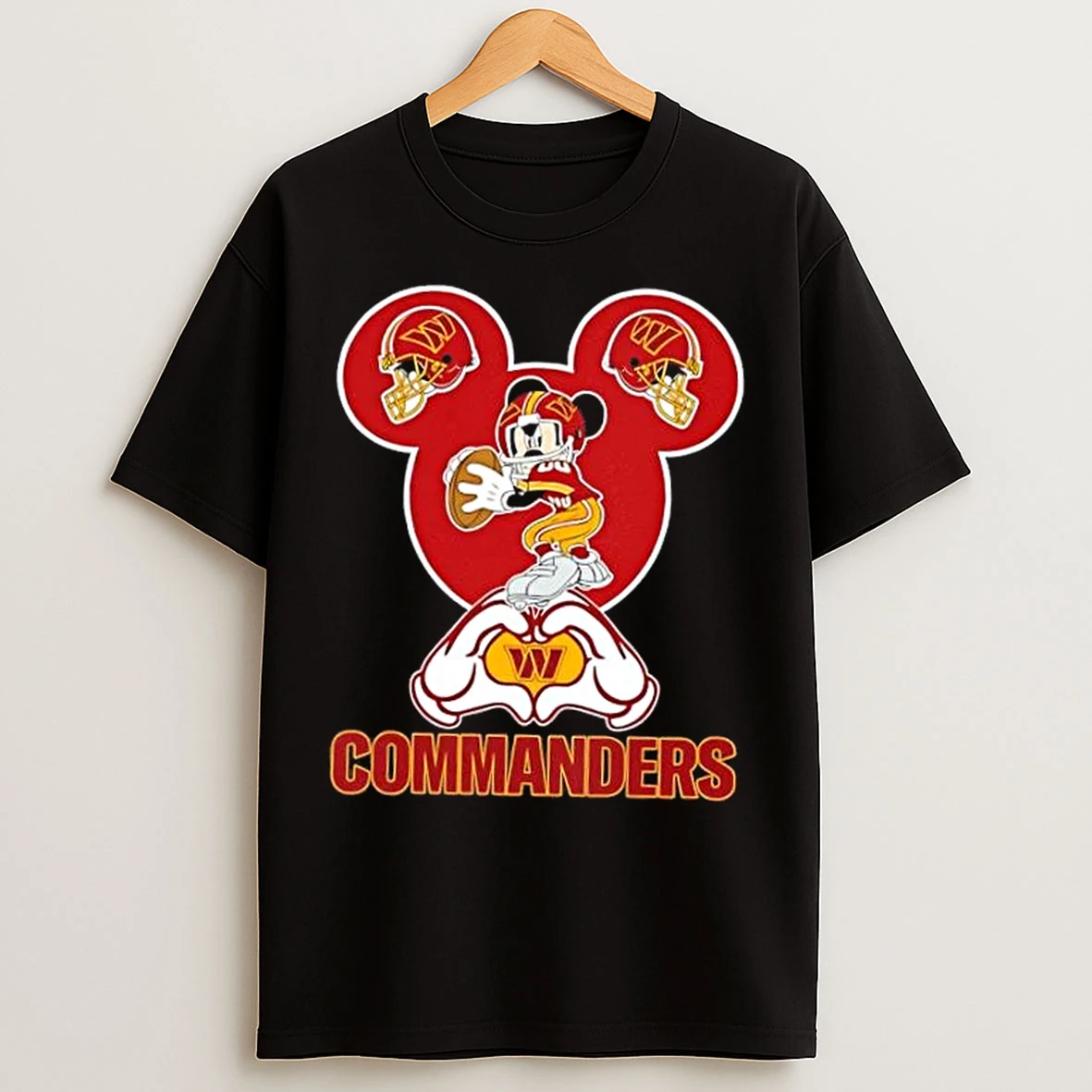 Classic Mickey Hands Heart Love Washington Commanders Football T Shirts