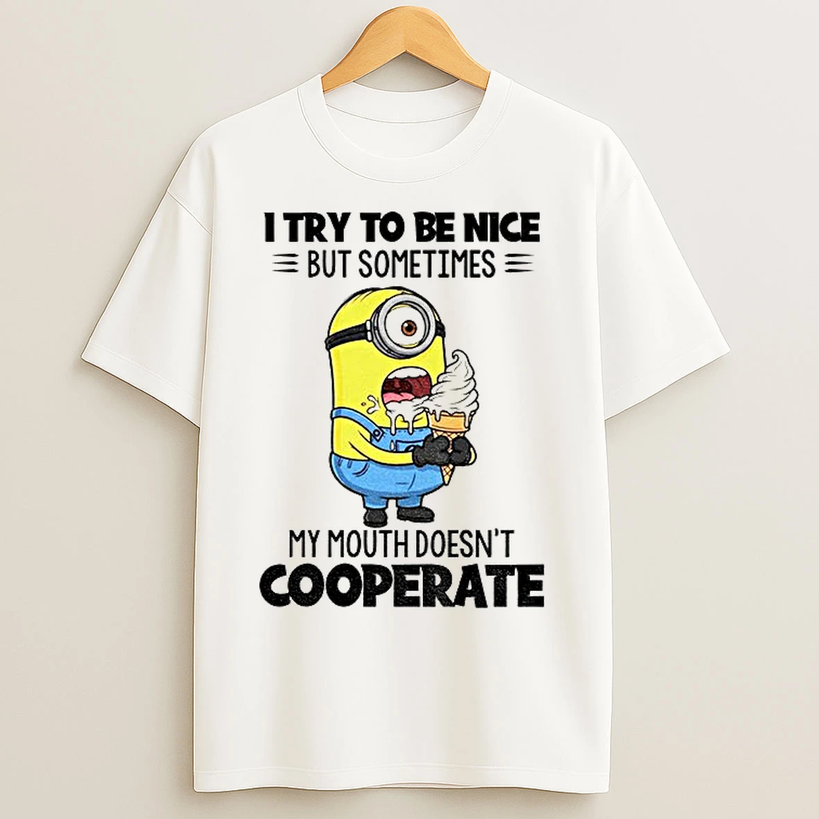 Classic Minion I Try To Be Nice But Sometimes My Mouth Doesnt Cooperate Christmas T Shirts