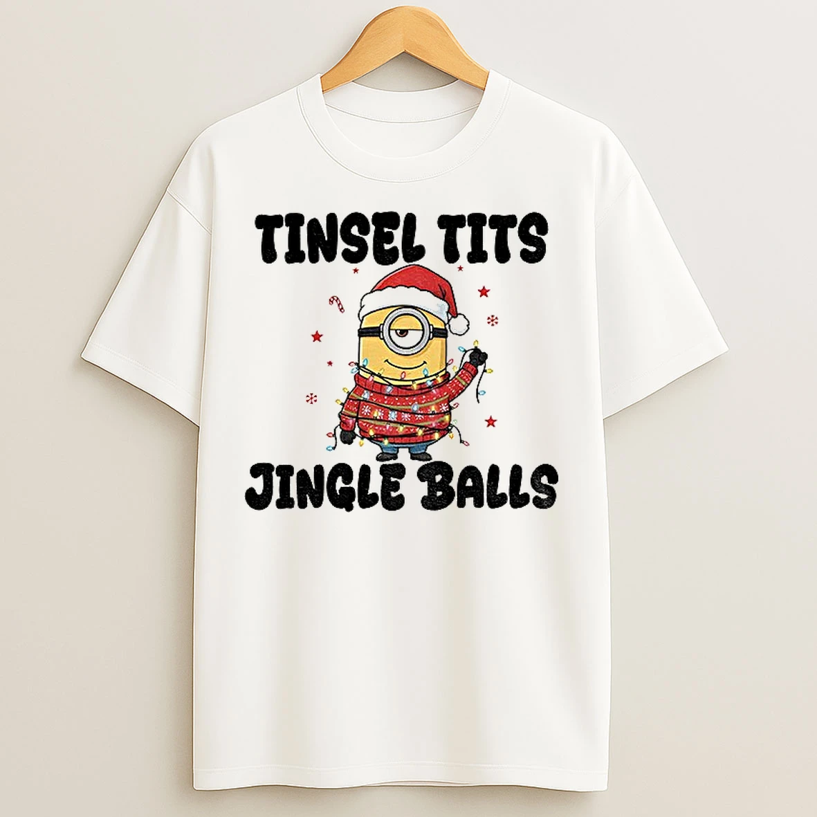 Classic Minion Santa Claus Tinsel Tits Jingle Balls Merry Christmas T Shirts