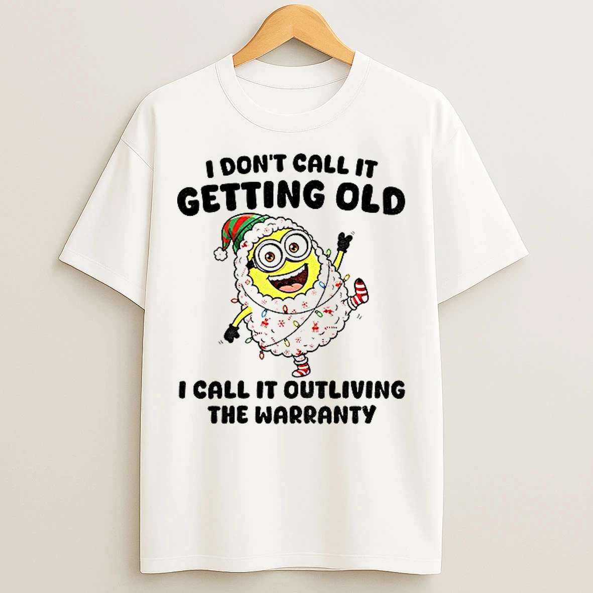 Classic Minion X Sheep I Dont Call It Getting Old I Call It Outliving The Warranty Christmas T Shirts